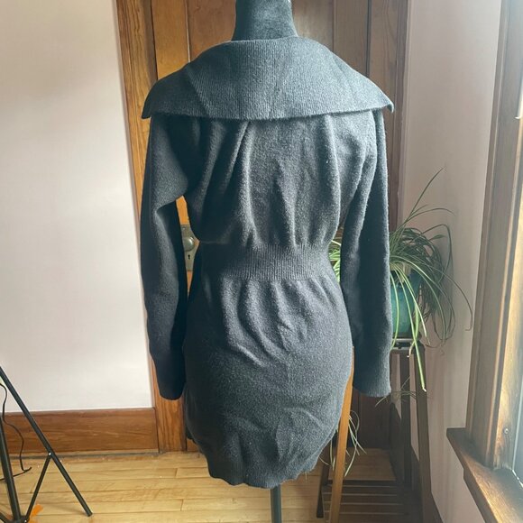 Black Button Sweater Dress M Witchy Whimsigoth Babydoll Fit Dark Feminine Luxury - Picture 3 of 9